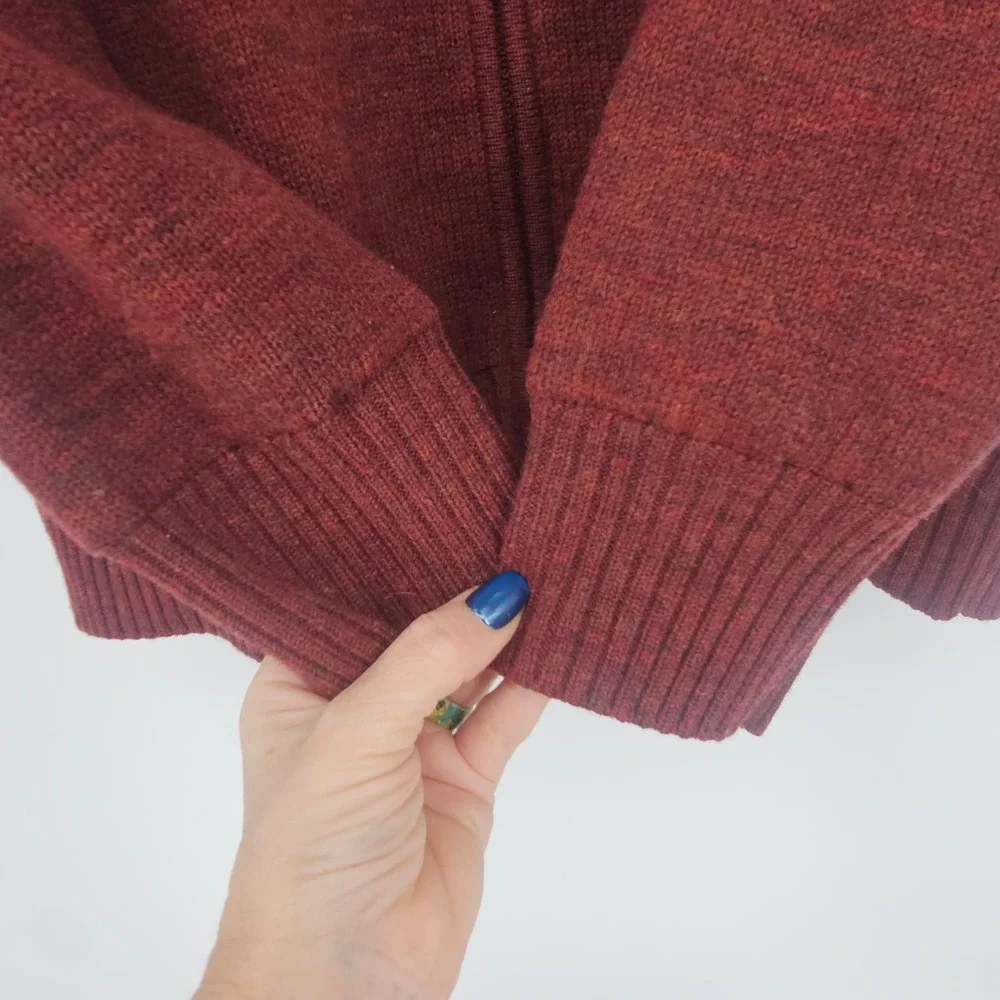 Orvis Full Zip Wool Sweater Jacket XL Burgundy Red Shooting Hunting Countryside